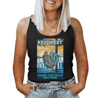 Key West Florida Rooster Where The Chicken Run Free Women Tank Top - Monsterry DE