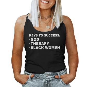 Keys To Success God Therapy Black Women Women Tank Top - Monsterry