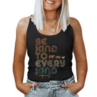 Be Kind To Every Kind Retro 70'S Vegan Life Women Tank Top - Seseable