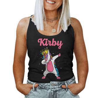 Kirby Name Personalized Birthday Dabbing Unicorn Queen Women Tank Top - Seseable