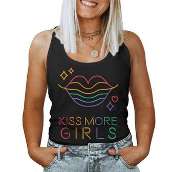 Kiss More Girls Lgbt Cute Lesbian Vintage Lips Pride Month Women Tank Top - Monsterry