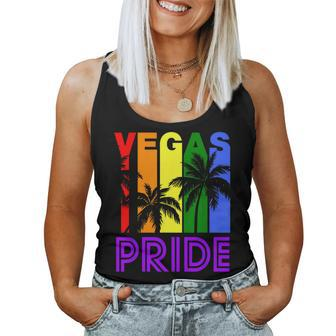 Las Vegas Pride Gay Pride Lgbtq Rainbow Palm Trees Women Tank Top - Monsterry DE