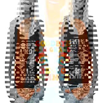 Last Day Of School Goodbye 4Th Grade Hello Summer Groovy Women Tank Top | Mazezy