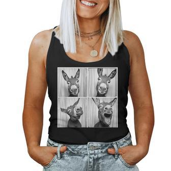 Laughing Donkey Face Quirky Farm Farming Donkey Women Tank Top - Seseable