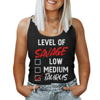 Level Of Savage Taurus Zodiac Queen King Girl Women Tank Top - Monsterry