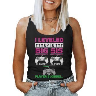 Leveled Up To Big Sister Again 2024 Promoted To Big Sister Women Tank Top - Thegiftio UK
