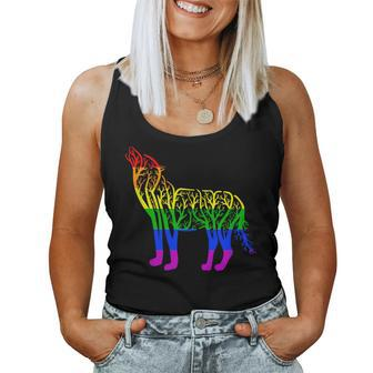 Lgbt Gay Pride Rainbow Flag Nature Forest Tree Wolf Women Tank Top - Monsterry DE
