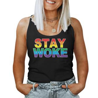 Lgbt Pride Rainbow Black Gay Stay Woke Women Tank Top - Monsterry CA