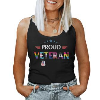 Lgbt Proud Veteran Rainbow Gay Pride Trans Flag Us Military Women Tank Top - Monsterry UK