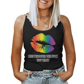 Lgbt Rainbow Kiss Whoever The Fuck You Want Women Tank Top - Monsterry DE