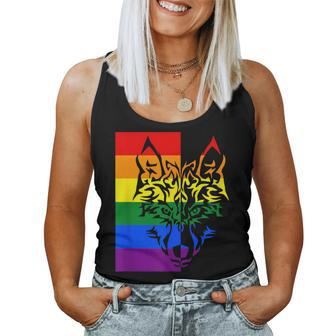 Lgbtq Rainbow Flag Tribal Wolf Pride Month Equal Women Tank Top - Monsterry