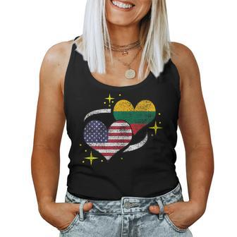Lithuanian American Flag Heart Lithuanian Vintage Women Tank Top - Monsterry