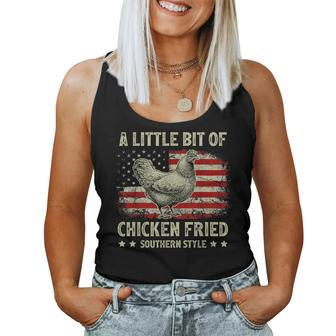 A Little Bit Of Chicken Fried Southern Style Usa Flag Women Tank Top - Monsterry DE