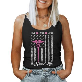 Live Love Heal America Heart Nurse Life Women Tank Top - Monsterry