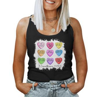 Love Is Christian Bible Verse Valentines Day Hearts Candy Women Tank Top - Thegiftio UK