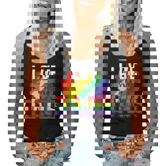 I Love My Dads Gay Parents Lgbtq Pride Rainbow Heart Women Tank Top - Thegiftio UK