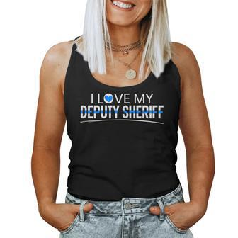I Love My Deputy Sheriff Mom Law Enforcement Thin Blue Line Women Tank Top - Monsterry AU