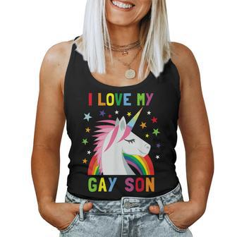 I Love My Gay Son Unicorn Rainbow Parent Of Gay Child Women Tank Top - Monsterry UK