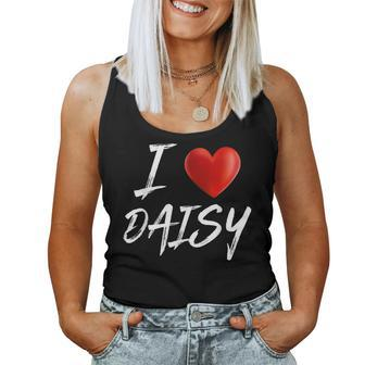 I Love Heart Daisy Family Name T Women Tank Top - Seseable