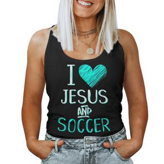 I Love Jesus And Soccer Christian Futbal Goalie Women Tank Top - Monsterry AU