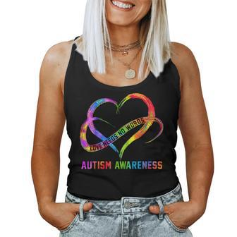 Love Needs No Words Autism Awareness Month Rainbow Heart Women Tank Top - Monsterry CA