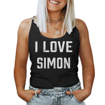 I Love Simon Family Son Daughter Boy Girl Baby Name Women Tank Top - Seseable