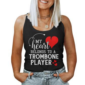 I Love My Trombone Player Husband Wife Valentines Women Tank Top - Monsterry