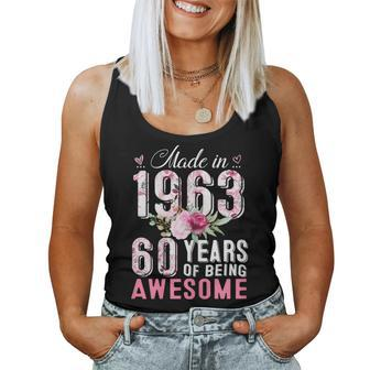 Made In 1963 Floral 60 Year Old Vintage 60Th Birthday Party Women Tank Top - Monsterry CA