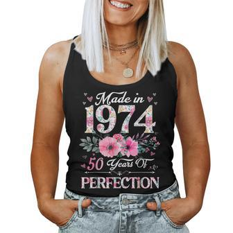 Made In 1974 Floral 50 Years Old 50Th Birthday For Women Women Tank Top | Mazezy