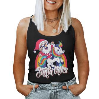 Magical Rainbow Cute Santa Riding Unicorn Summer Christmas Women Tank Top - Monsterry AU