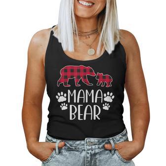 Mama Bear Christmas Pajama Red Buffalo Plaid Mother's Day Women Tank Top - Monsterry AU