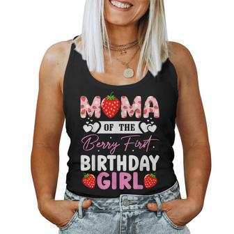 Mama Of The Berry First Birthday Girl Sweet Strawberry Women Tank Top - Seseable