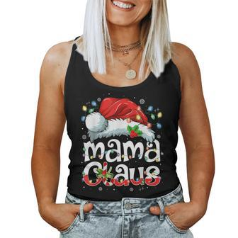 Mama Claus Christmas Lights Santa Hat Pajama Family Matching Women Tank Top - Seseable
