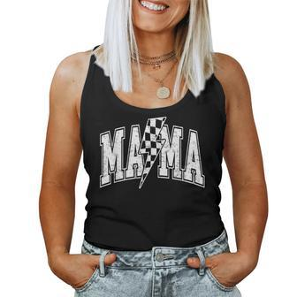 Mama Lightning Bolt Checkered Mother's Day Varsity For Mom Women Tank Top | Mazezy