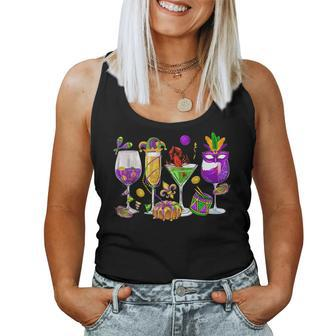 Mardi Gras Glass Of Wine Drinking Team Wine Festival Parade Women Tank Top - Seseable