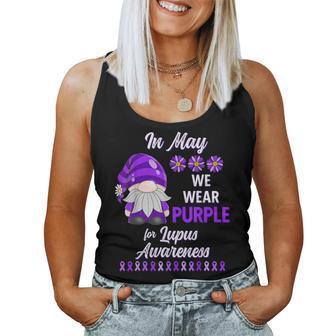 In May We Wear Purple Lupus Awareness Month Gnome Daisy Women Tank Top - Seseable