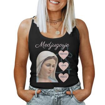 Medjugorje Rosary Prayer Love Peace Blessed Mother Of Jesus Women Tank Top - Monsterry