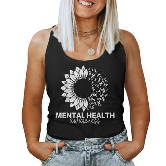 Mental Health Awareness Green Sunflower Mental Health Women Tank Top - Seseable