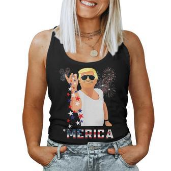 Merica Trump Outfits GlassesFirework 4Th Of July Don Drunk Women Tank Top - Monsterry UK
