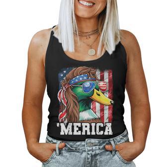 Merica Usa American Flag Patriotic 4Th Of July Duck Hunting Women Tank Top - Monsterry DE