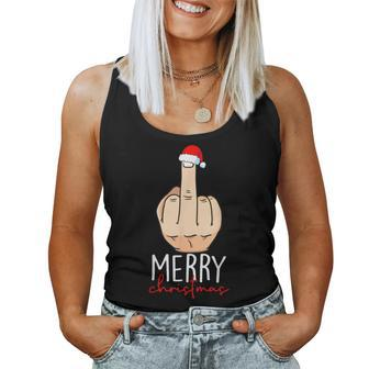 Merry Christmas Middle Finger Adult Humour Women Women Tank Top - Seseable
