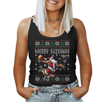 Merry Swishmas Ugly Christmas Basketball Christmas Women Women Tank Top | Mazezy UK