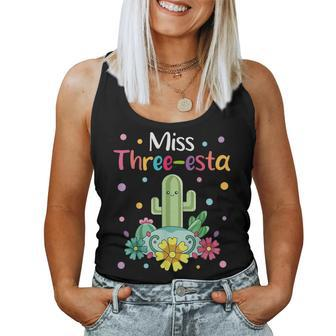 Miss Three-Esta Fiesta Cactus 3Rd Birthday Party Outfit Women Tank Top - Seseable