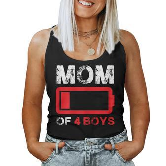 Mom Of 4 Boys Low Battery Mother's Day Women Tank Top - Monsterry