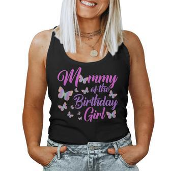 Mommy Of The Birthday Girl Butterfly Mom Mama 1St Women Tank Top - Seseable