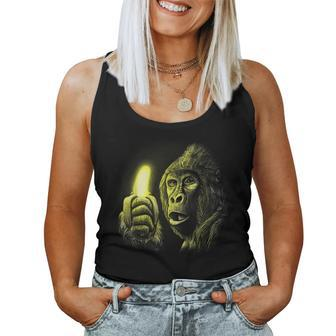 Monkey With Shining Banana Surprised Gorilla Women Tank Top - Monsterry