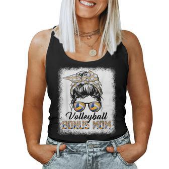Bleached Volleyball Bonus Mom Messy Bun Game Day Women Tank Top - Monsterry DE