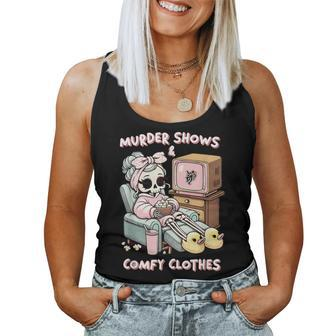 Murder Shows And Comfy Clothes Skeleton Mom Mother Day Women Tank Top - Seseable