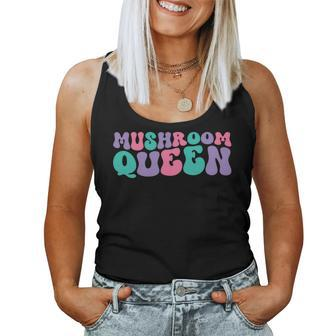 Mushroom Queen Mushrooms Retro Vintage Wavy Groovy Women Tank Top - Monsterry