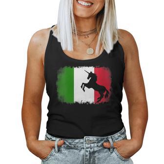 Mythical Unicorn Vintage Italy Italian Flag Horse Lover Women Tank Top - Monsterry UK